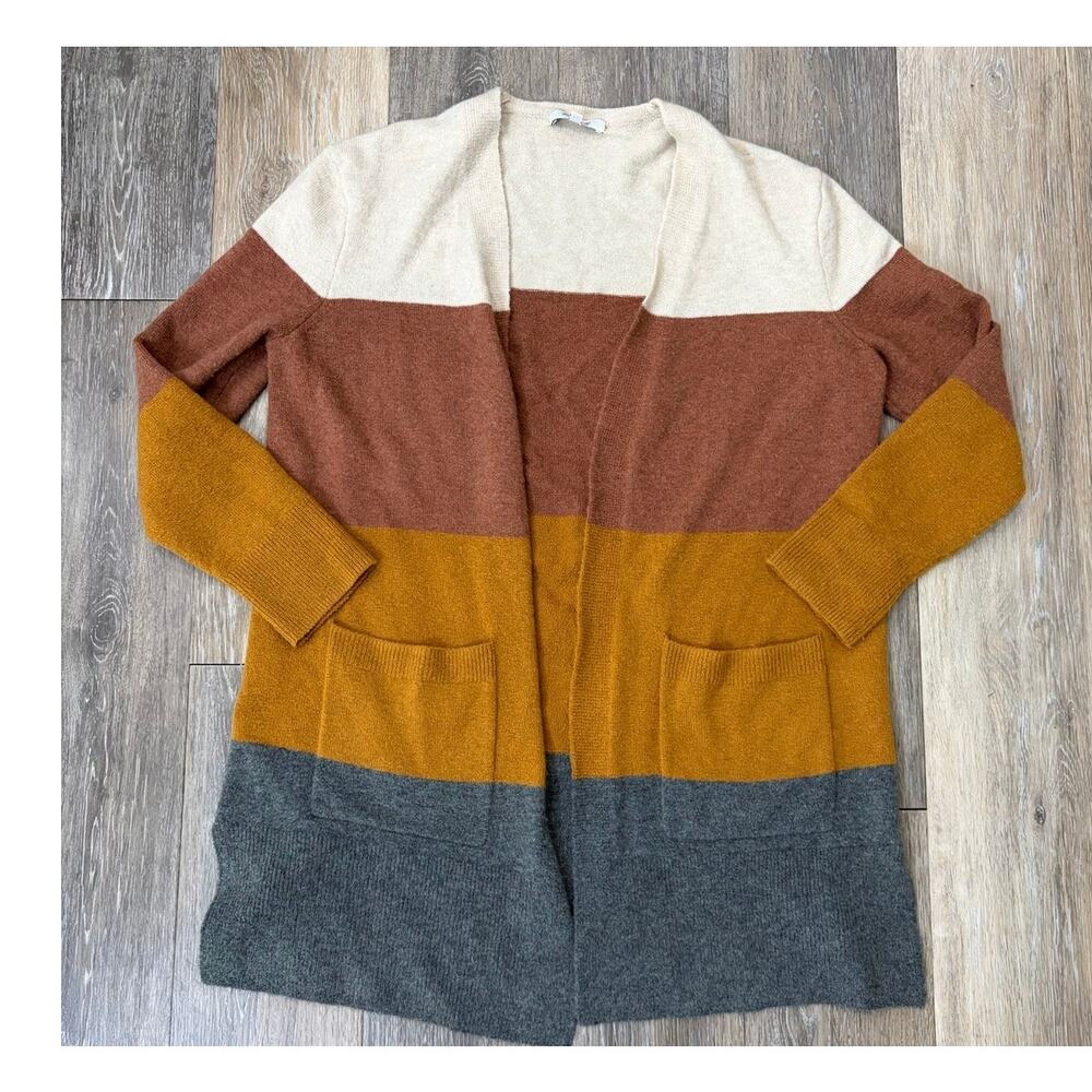 Madewell Womens Small Colorblock Cardigan Sweater Open Front Cozy Boho Fall